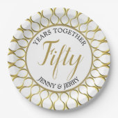 Gold und Weiß, elegante Jubiläumsfolie Pappteller (Vorderseite)