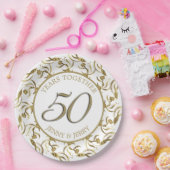 Gold und Weiß, elegante Jubiläumsfolie Pappteller (Party)