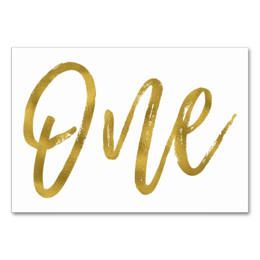 Gold und Weiß Elegante Tischnummer 1 (Vorderseite)
