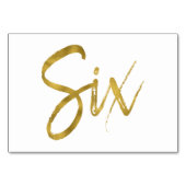 Gold und Weiß Elegante Tischnummer 6 (Rückseite)