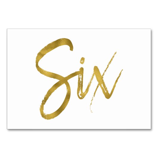 Gold und Weiß Elegante Tischnummer 6 (Vorderseite)