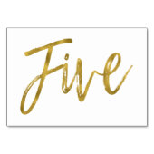 Gold und Weiß Elegante Tischnummer Fünf (Rückseite)