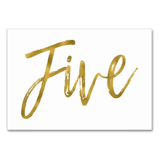 Gold und Weiß Elegante Tischnummer Fünf (Rückseite)