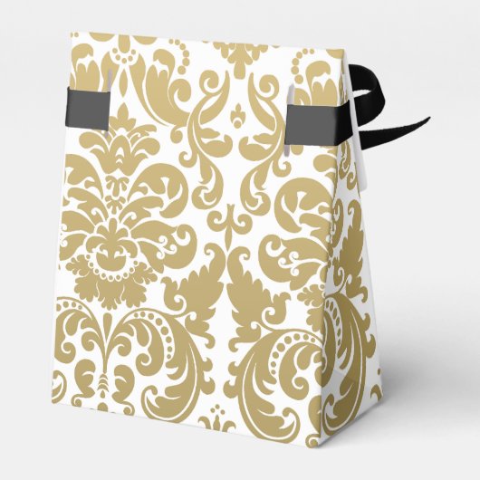Gold und Weiß-elegantes Damasketmuster Geschenkschachtel (Rückseite)