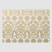 Gold- und Weiß-Elegantes Damastmuster