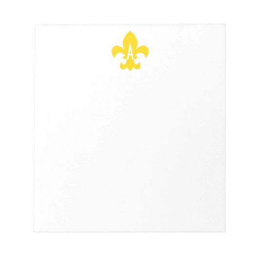 Gold- und Weiß-Fleur-de-Lis-Monogramm Notizblock (Vorderseite)