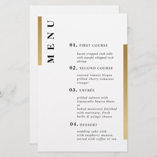 Gold und Weiß. Förmliche einfache Typografie-Hochz (Vorne/Hinten)