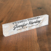 Gold und Weiß gemarmortes Namensplakette (Seite)