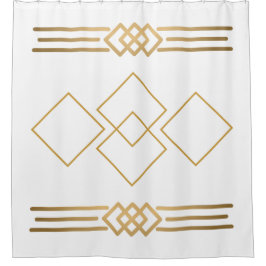 Gold und Weiß geometrisch Duschvorhang