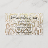 Gold und Weiß Glitzer und Schlangenhaut Visitenkarte (Rückseite)