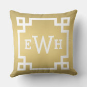 Gold und Weiß | Griechische Schlüsselgrenze Kissen (Rückseite)