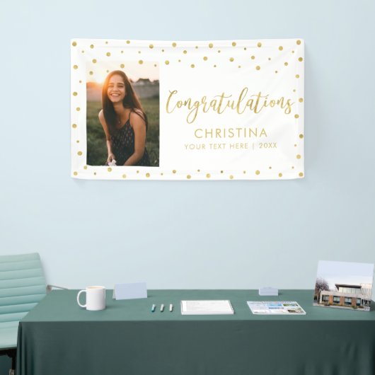 Gold und Weiß | Herzlichen Glückwunsch Abschluss F Banner (Messeveranstaltung)