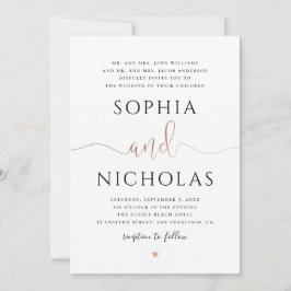 Gold und Weiß Hochzeitseinladung. Einfach einladen Einladung