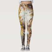 Gold und Weiß "Ich bin gesegnet" Leggings (Vorderseite)
