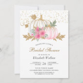Gold und Weiß Kürbis Pink Blumen Brautparty Einladung (Vorderseite)