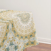 Gold und Weiß Mandala Muster mit Aquamarinen Akzen Tischdecke (Beispiel)