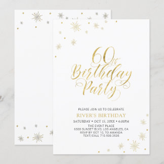 Gold und Weiß | Modern Chic 60. Geburtstagsparty Einladung