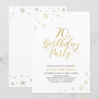 Gold und Weiß | Modern Chic 70. Geburtstagsparty Einladung