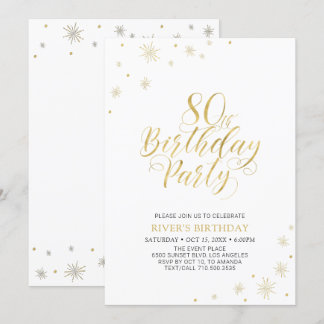 Gold und Weiß | Modern Chic 80. Geburtstagsparty Einladung