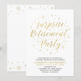 Gold und Weiß | Modern Surprise Retirement Party Einladung