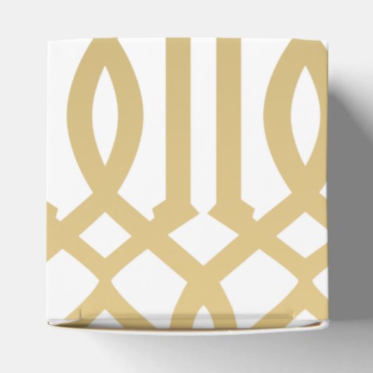 Gold und Weiß Moderne Trellis Muster Geschenkschachtel (Oben)