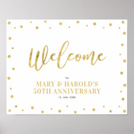 Gold und Weiß | Modernes Confetti Welcome Party Si Poster