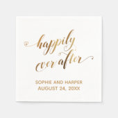 Gold und Weiß nach, Herz-Script Serviette (Vorderseite)