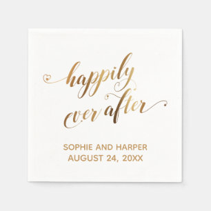 Gold und Weiß nach, Herz-Script Serviette