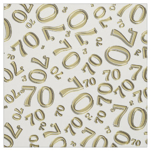 Gold und Weiß Nummer 70 Typografie Muster Stoff