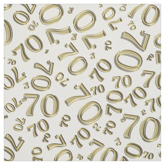 Gold und Weiß Nummer 70 Typografie Muster Stoff (Muster)