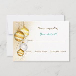 Gold- und Weiß-Ornamente Weihnachten Hochzeit Einladung