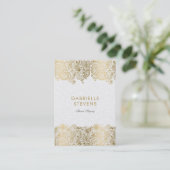 Gold und Weiß Paisley Floral Lace Visitenkarte (Stehend Vorderseite)