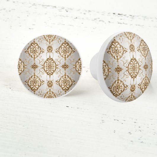 Gold und Weiß Satin Keramikknauf