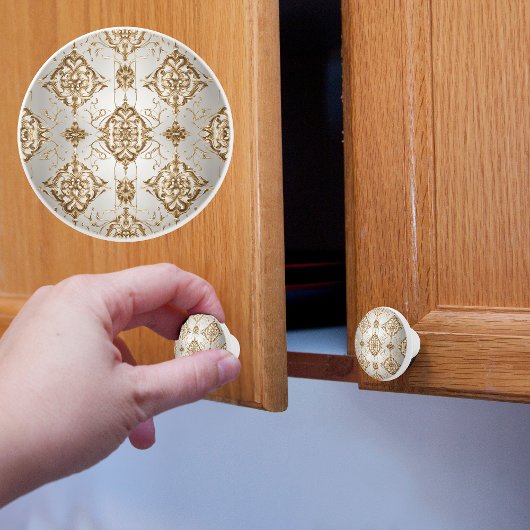 Gold und Weiß Satin Keramikknauf