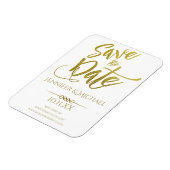Gold und Weiß Save the Date Magnet (Linke Seite)