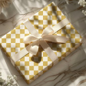 Gold- und Weiß-Schachbrettmuster Geschenkpapier