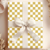 Gold- und Weiß-Schachbrettmuster Geschenkpapier