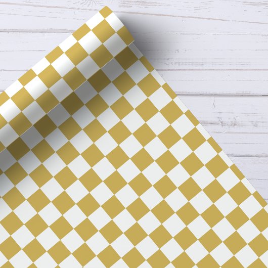 Gold- und Weiß-Schachbrettmuster Geschenkpapier