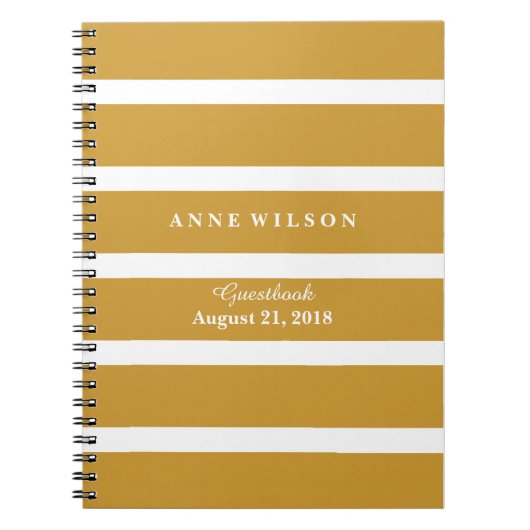 Gold und Weiß-Streifen-Hintergrund-Spirale Notizblock (Vorderseite)