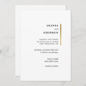 Gold und Weiß. Stylische Simple Typografy Wedding Einladung (Vorne/Hinten)