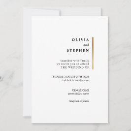 Gold und Weiß. Stylische Simple Typografy Wedding Einladung