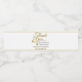 Gold und Weiß Vielen Dank für Ihre Hochzeitsfeier Wasserflaschenetikett (Einzelnes Label)
