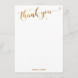 Gold und Weiß Vielen Dank Kalligrafie mit Herz Dankeskarte