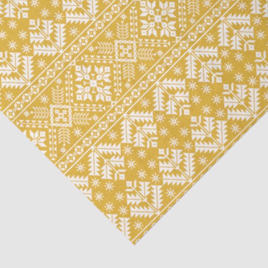 Gold und Weiß Weihnachtsmesse Isle Pattern Seidenpapier (Ausschnitt)