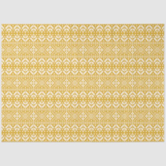 Gold und Weiß Weihnachtsmesse Isle Pattern Seidenpapier (Vorderseite)