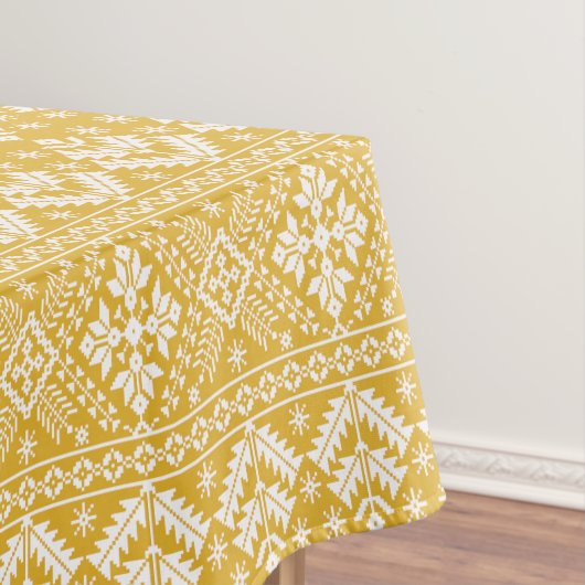 Gold und Weiß Weihnachtsmesse Isle Pattern Tischdecke (Beispiel)