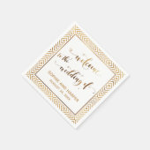 Gold und Weiß Willkommen bei der Hochzeit von Serviette (Ecke)