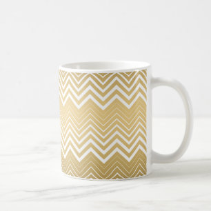 Gold- und Weiß-Zickzack-Chevron Kaffeetasse