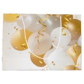 Gold und Weißballons Große Geschenktüte (Rückseite)