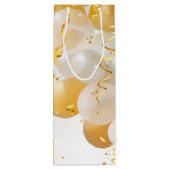Gold und Weißballons zum Geburtstag Geschenktüte Für Weinflaschen (Rückseite)